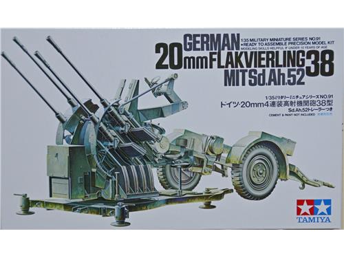 German 20mm flakvierling 38 Mit Sd.Ah.52 - art. 35091 - Tamiya 1/35