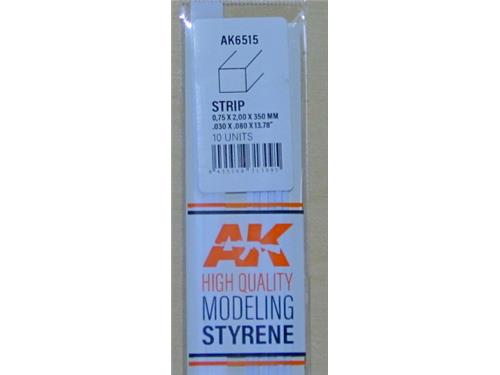 Profilato in stirene profilo rettangolare (mm. 0.75x2.00 lunghezza 350) - art AK6515 - AK