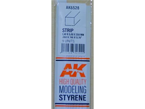 Profilato in stirene profilo rettangolare (mm. 1,50x5.00 lunghezza 350) - art AK6528 - AK