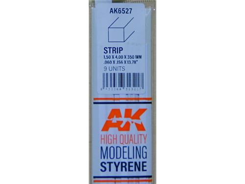 Profilato in stirene profilo rettangolare (mm. 1.50x4.00 lunghezza 350) - art AK6527 - AK
