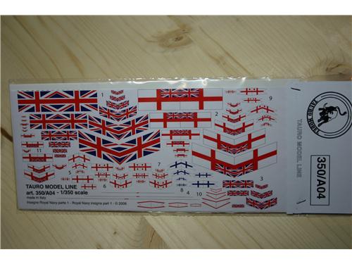 Bandiere Insegne Royal Navy parte 1 art. 350/A04 - scala 1/350 -  Tauro Model