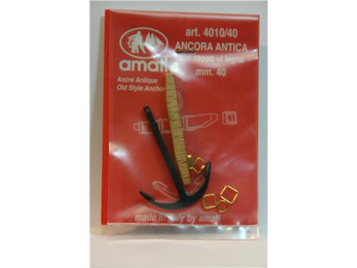 Ancora antica con ceppo in legno mm.40 - art. 4010/40 - Amati