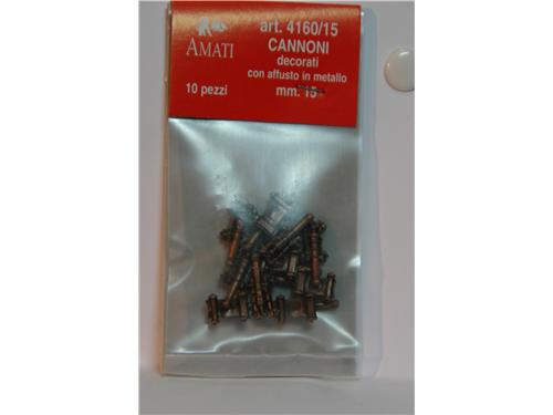 Cannoni decorati con affusto in metallo mm. 15 - art. 4160/15 - Amati