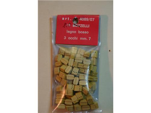 Bozzelli in legno bosso 3 occhi mm. 7 - art. 4089/07 - Amati