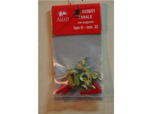 Fanale con supporto tipo H, mm. 22 - Art. 4338/01 - Amati 