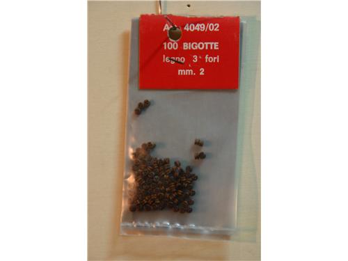 Bigotte in legno (noce) 3 fori mm. 2 - Art. 4049/02 - Amati