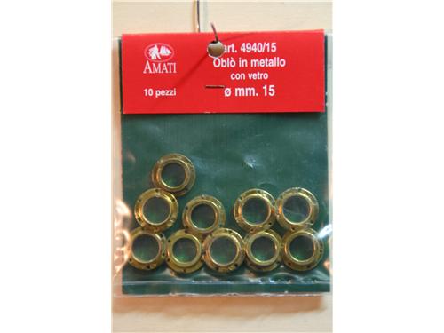 Oblo ottone con vetro mm. 15 - art. 4940/15 - Amati