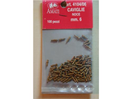 Caviglie in noce mm. 6 - Busta da 100 pezzi - Art. 4104/06 - Amati
