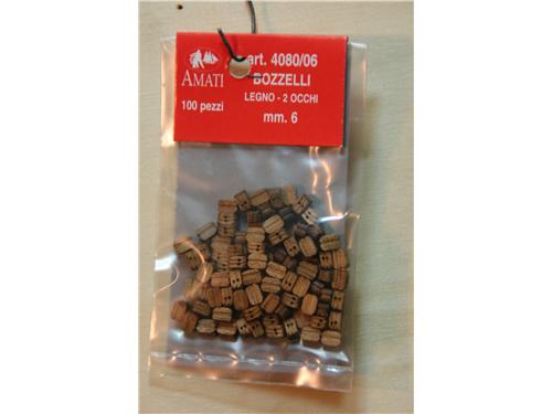 Bozzelli in legno - 2 occhi mm.6 - art. 4080/06 - Amati
